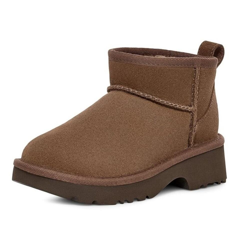 UGG Kids Classic Ultra Mini New Heights Booties US 6 EU 38 Brown Suede GUC